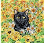 CRYSTAL ART Kit carte broderie diamant 18x18cm Chat dans le pré