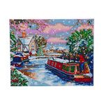 CRYSTAL ART Kit tableau broderie diamant 40x50cm Péniche en hiver