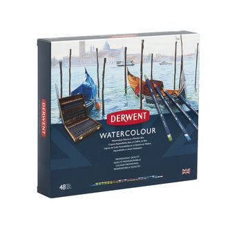 DERWENT - WATERCOLOUR - coffret bois 48 crayons couleur aquarellables