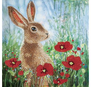 CRYSTAL ART Kit carte broderie diamant 18x18cm Lapin