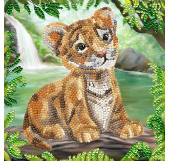 CRYSTAL ART Kit Carte à diamanter 18x18cm Bébé tigre