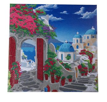 CRYSTAL ART Kit tableau broderie diamant 30x30cm Paysage grec