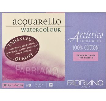 FABRIANO ARTISTICO X WHITE- Bloc26x36-300g-20feuilles-grain satiné