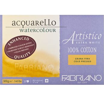 FABRIANO ARTISTICO X WHITE- Bloc31x41-300g-20feuilles-grain fin