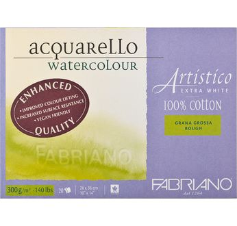 FABRIANO ARTISTICO X WHITE- Bloc26x36-300g- 20 feuilles-grain torchon