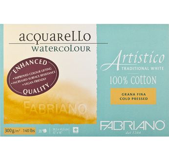 FABRIANO ARTISTICO WHITE- Bloc31x41-300g- 20 feuilles-grain fin