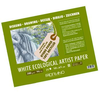 FABRIANO WHITE ECOLOGICAL ARTIST PAPER-Feuille 50x65 cm-120 gsm-blanc