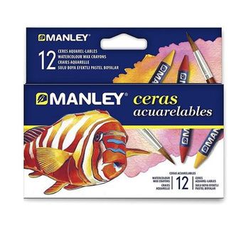 MANLEY 12 Crayons cire aquarellables (Ø12 x 81 mm)