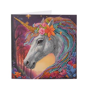 CRYSTAL ART Kit Carte à diamanter 18x18cm Licorne enchantée