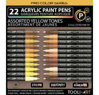 TOOLI Marqueur Acrylique Set Jaune 22 couleurs EF 07mm