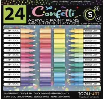 TOOLI Marqueur Acrylique Set Confetti 24 couleurs vives EF 07mm