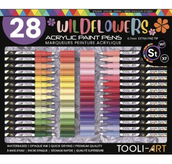 TOOLI Marqueur Acrylique Set Fleurs sauvages 28 couleurs EF 07mm