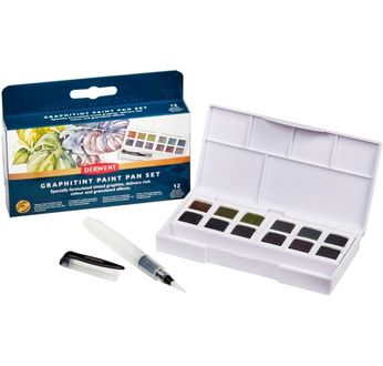 DERWENT - GRAPHITINT - palette 12 1/2godets graphite+pigments aquarel