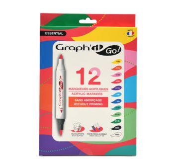 GRAPH'IT GO Set de 12 marqueurs acrylique - ESSENTIAL