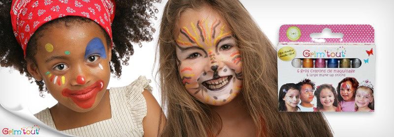 6 Crayons de Maquillage Enfant Grim'Tout, Maquillage Grim'Tout pour  Halloween - Jour de Fête